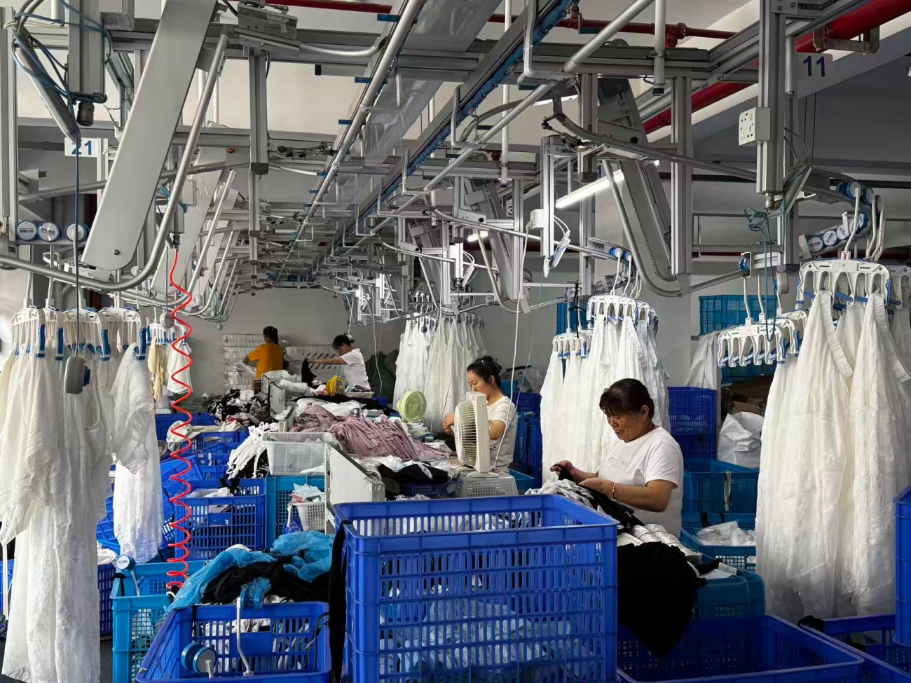 Leggings Inline Finishing and Garment Handling Area