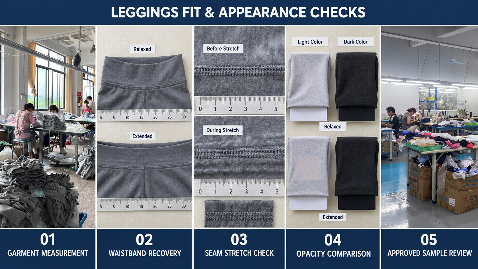 Leggings fit, seam stretch and opacity testing.